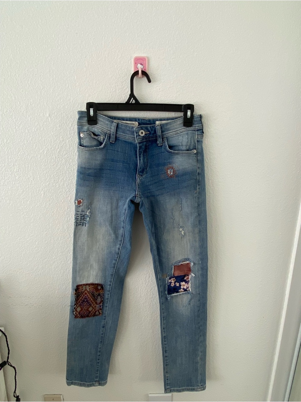 Women's Pilcro by Anthropologie Light Blue Patchwork Distressed Jeans